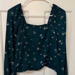 Abercrombie & Fitch Dark Green Floral Blouse